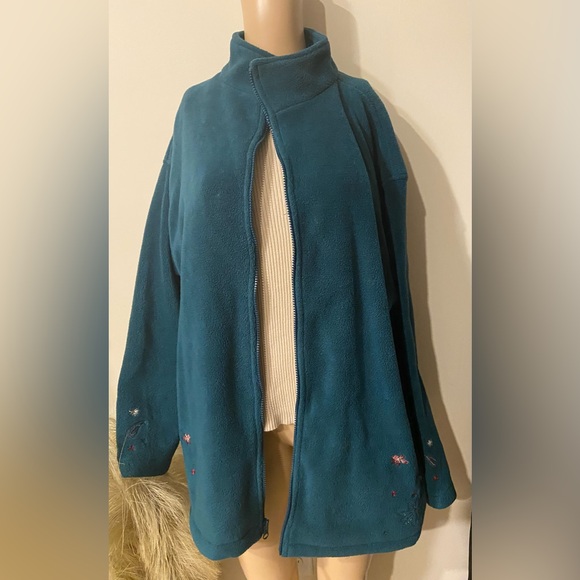 Vintage 90’s Northern Reflections Teal Paisley design Fleece zip up sweater XL - Picture 3 of 12